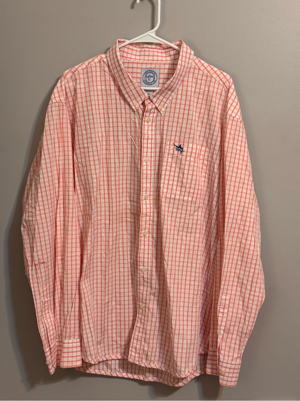 Guy Harvey Classic Collection Pink Check‎ Button Shirt Men’s 2XL